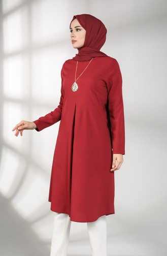 Kolyeli A Pile Tunik 5002-01 Bordo