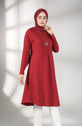 Kolyeli A Pile Tunik 5002-01 Bordo