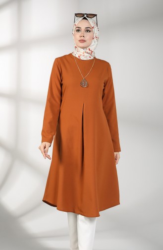 A Pleat Tunic with Necklace 5002-05 Tobacco 5002-05