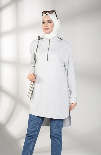 Hooded Asymmetric Tunic 8281-01 Gray 8281-01