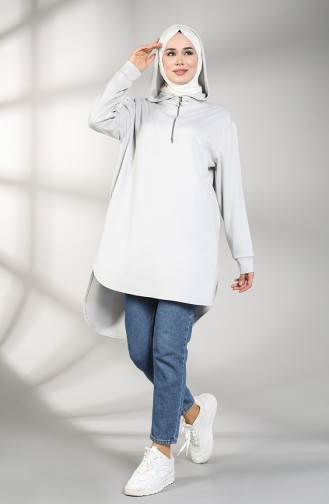 Hooded Asymmetric Tunic 8281-01 Gray 8281-01