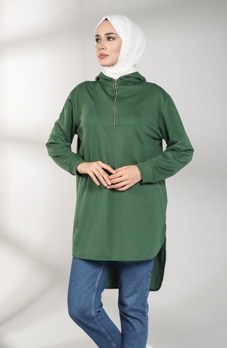Hooded Asymmetric Tunic 8281-06 Green 8281-06