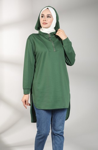 Hooded Asymmetric Tunic 8281-06 Green 8281-06