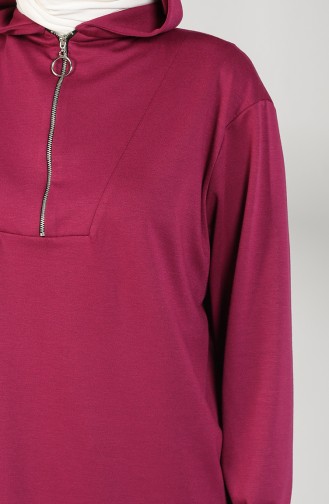 Hooded Asymmetric Tunic 8281-07 Fuchsia 8281-07