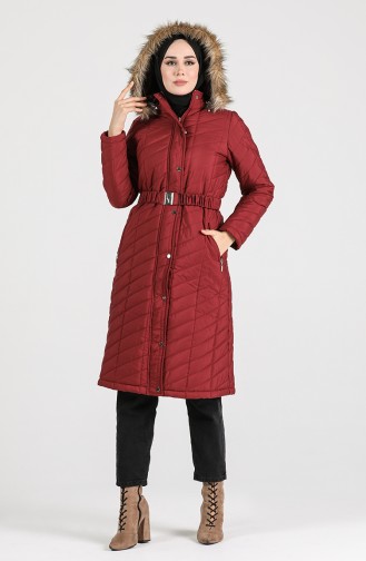 Hooded quilted Coat 5057-04 Claret Red 5057-04
