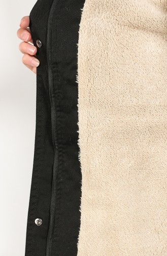 Gabardine Fabric waist Gathered Coat 7105-06 Black 7105-06