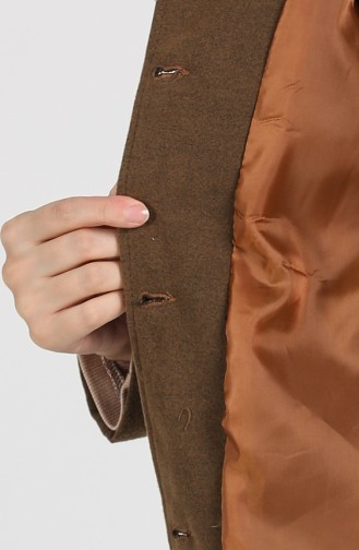 Plus Size waist Shirred Cashmere Coat 1016-02 Tobacco 1016-02