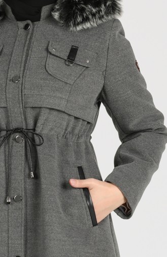Plus Size waist Gathered Cashmere Coat 1016-07 Gray 1016-07