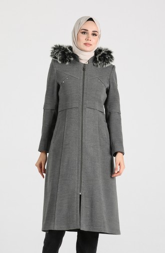 Furry Cashmere Coat 1017-02 Gray 1017-02