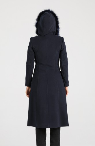 Furry Cashmere Coat 1017-03 Navy Blue 1017-03