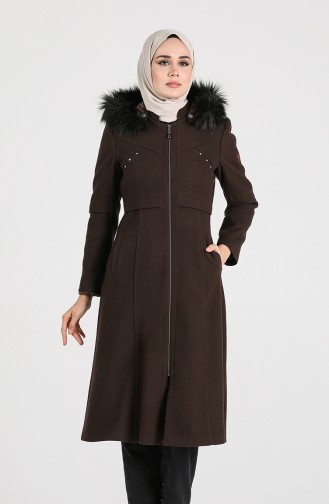 Furry Cashmere Coat 1017-04 Brown 1017-04