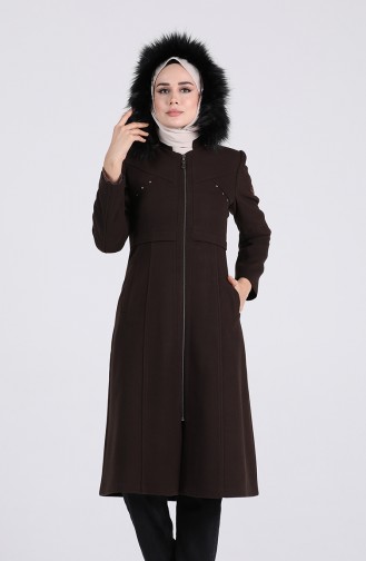 Furry Cashmere Coat 1017-04 Brown 1017-04