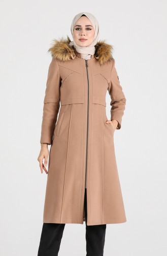 Fur Cashmere Coat 1017-05 Beige 1017-05