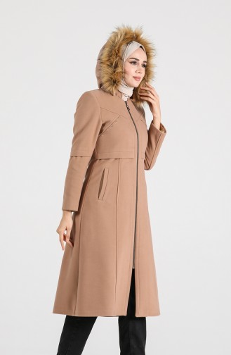 Fur Cashmere Coat 1017-05 Beige 1017-05