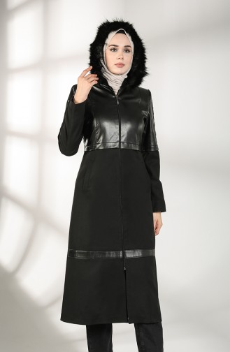 معطف طويل أسود 4603-01