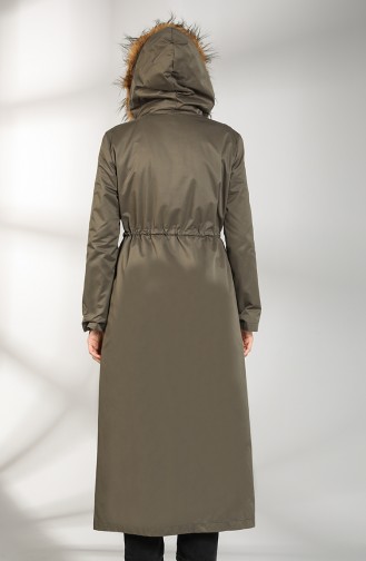 Fur Lined Coat 6837-04 Khaki Green 6837-04