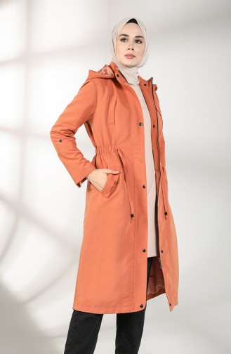Shirred waistcoat Hooded Coat 2135-03 Tobacco 2135-03