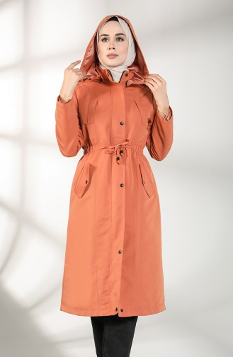 Shirred waistcoat Hooded Coat 2135-03 Tobacco 2135-03