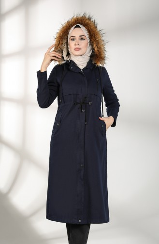 Fur Coat 7107-03 Navy Blue 7107-03