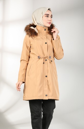 Hooded Short Coat 7007-03 Milk Coffee 7007-03