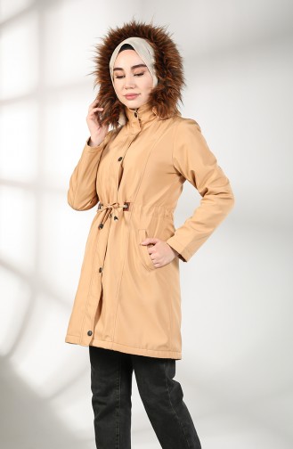 Hooded Short Coat 7007-03 Milk Coffee 7007-03