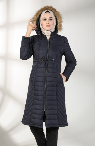 Hooded quilted Coat 0136-01 Navy Blue 0136-01