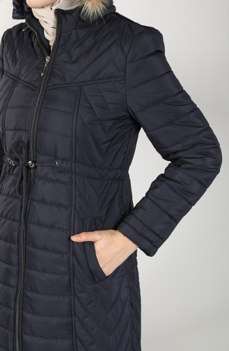 Hooded quilted Coat 0136-01 Navy Blue 0136-01