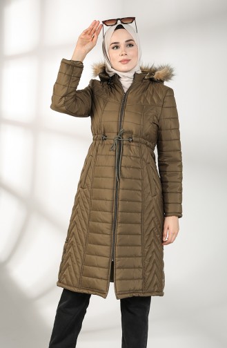 Hooded quilted Coat 0136-03 Khaki 0136-03