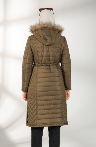 Hooded quilted Coat 0136-03 Khaki 0136-03