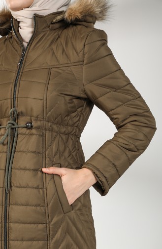 Hooded quilted Coat 0136-03 Khaki 0136-03