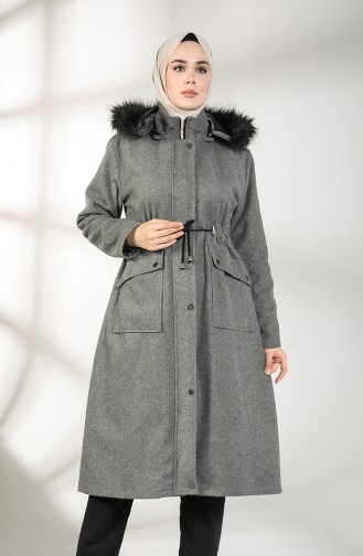 Fur Hooded Coat 2082-01 Gray 2082-01