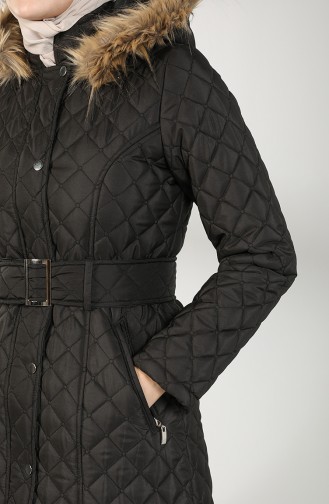 Furry quilted Down Coat 5042-05 Black 5042-05