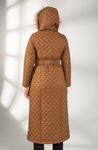 Fur quilted Long Coat 5042-06 Tobacco 5042-06