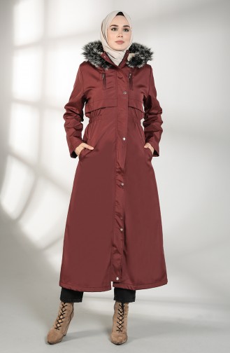 Hooded Long Coat 9059-01 Damson 9059-01