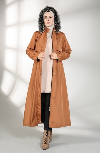 Hooded Long Coat 9059-04 Tobacco 9059-04