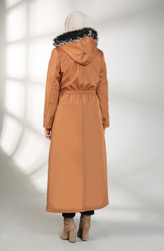 Hooded Long Coat 9059-04 Tobacco 9059-04