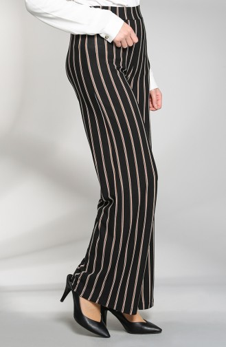 Striped wide Leg Pants 48325-01 Black 48325-01