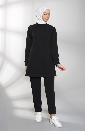 Raglan Sleeve Tunic Trousers Double Suit 0935-04 Black 0935-04