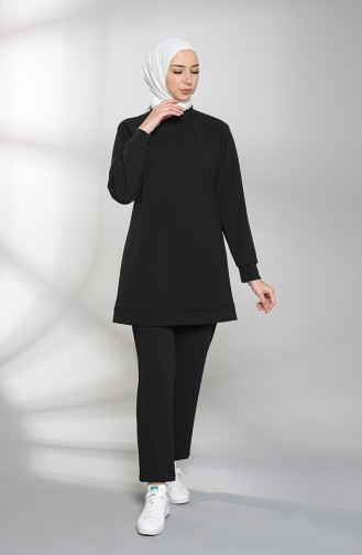 Raglan Sleeve Tunic Trousers Double Suit 0935-04 Black 0935-04