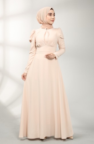 Beige Hijab-Abendkleider 5412-02