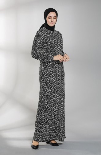 Patterned Dress 8889-01 Black 8889-01