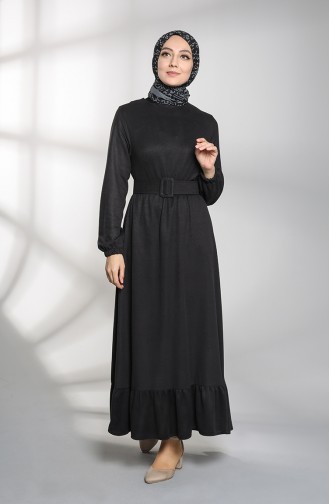 Kemerli Elbise 1485-05 Siyah
