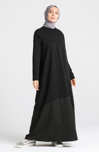 Schwarz Hijab Kleider 4640-03