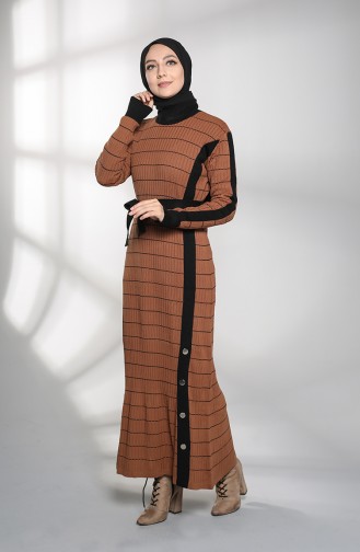 Knitwear Belted Dress 8209-03 Tobacco Black 8209-03