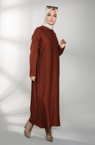 Ziegelrot Hijab Kleider 8141-01