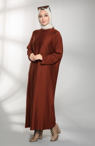 Ziegelrot Hijab Kleider 8141-01