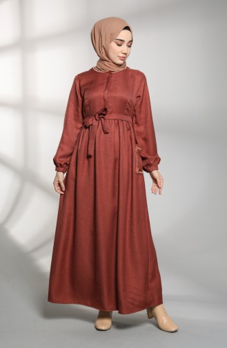 Belted Pocket Dress 21k8175-07 Burgundy 21K8175-07