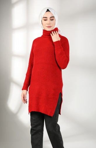 Knitwear Neck Tunic 3014-02 Red 3014-02