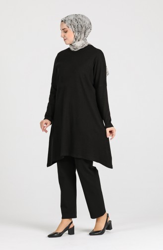 Bat Sleeve Asymmetric Tunic 8112-07 Black 8112-07