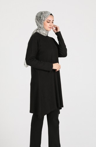 Bat Sleeve Asymmetric Tunic 8112-07 Black 8112-07